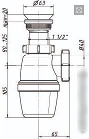 Сифон Орио A-7205 (D-63мм х40)