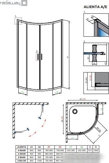 Душевой уголок Radaway Alienta Black A 90x90 10229090-54-01