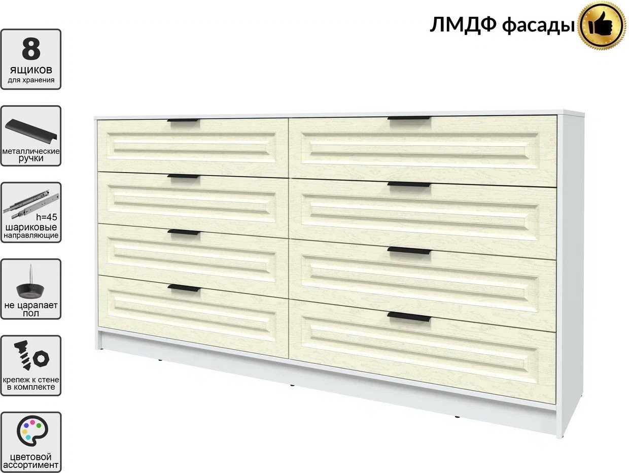 Комод Интерлиния Концепт КТ-К197 Деко (белый платинум/дуб снежный)
