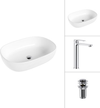 Умывальник Lauter 21836 + Moon 21СK81691C с донным клапаном 21190CH (хром)