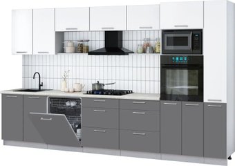 Готовая кухня Интерлиния Мила Gloss 3.5-ПМ1 (серый/белый/опал светлый)