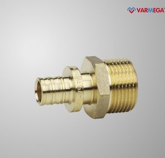 Фитинг Varmega Муфта латунная Slide-fit с наружной резьбой 20х3/4 VM51214