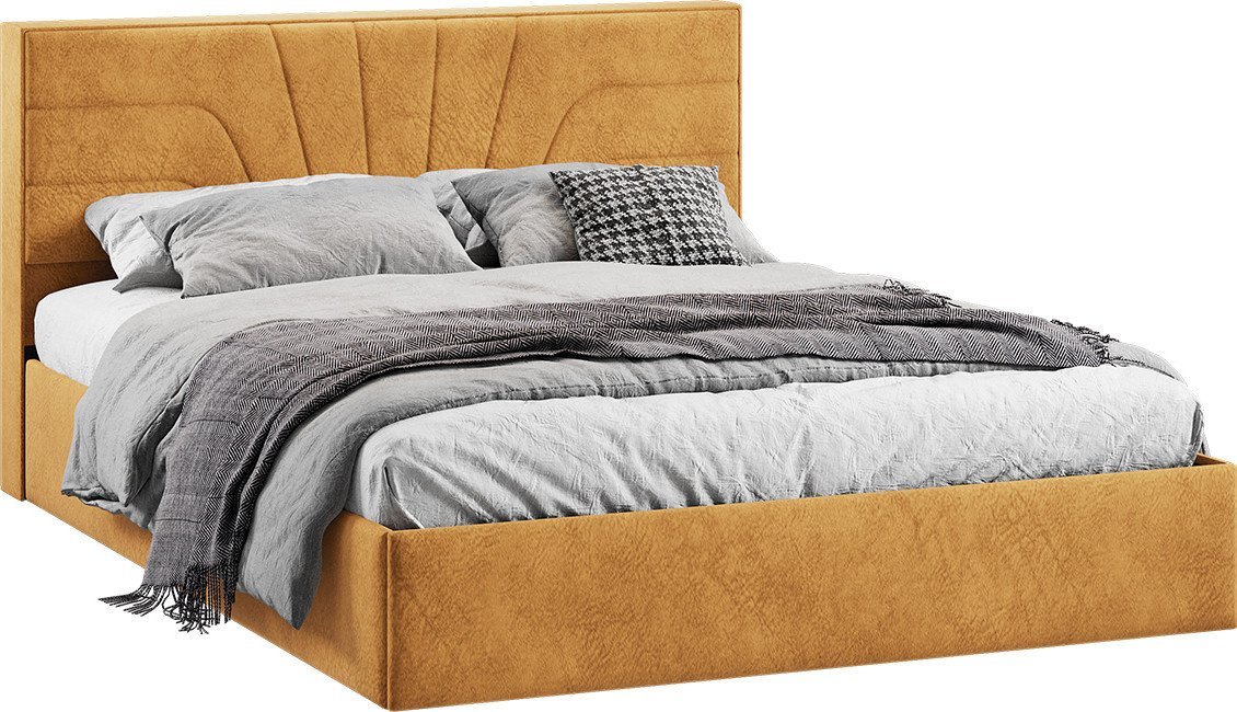 Кровать Трия Пандора с ПМ и заглушиной 160x200 Тип 1 (микровелюр Wellmart Yellow)