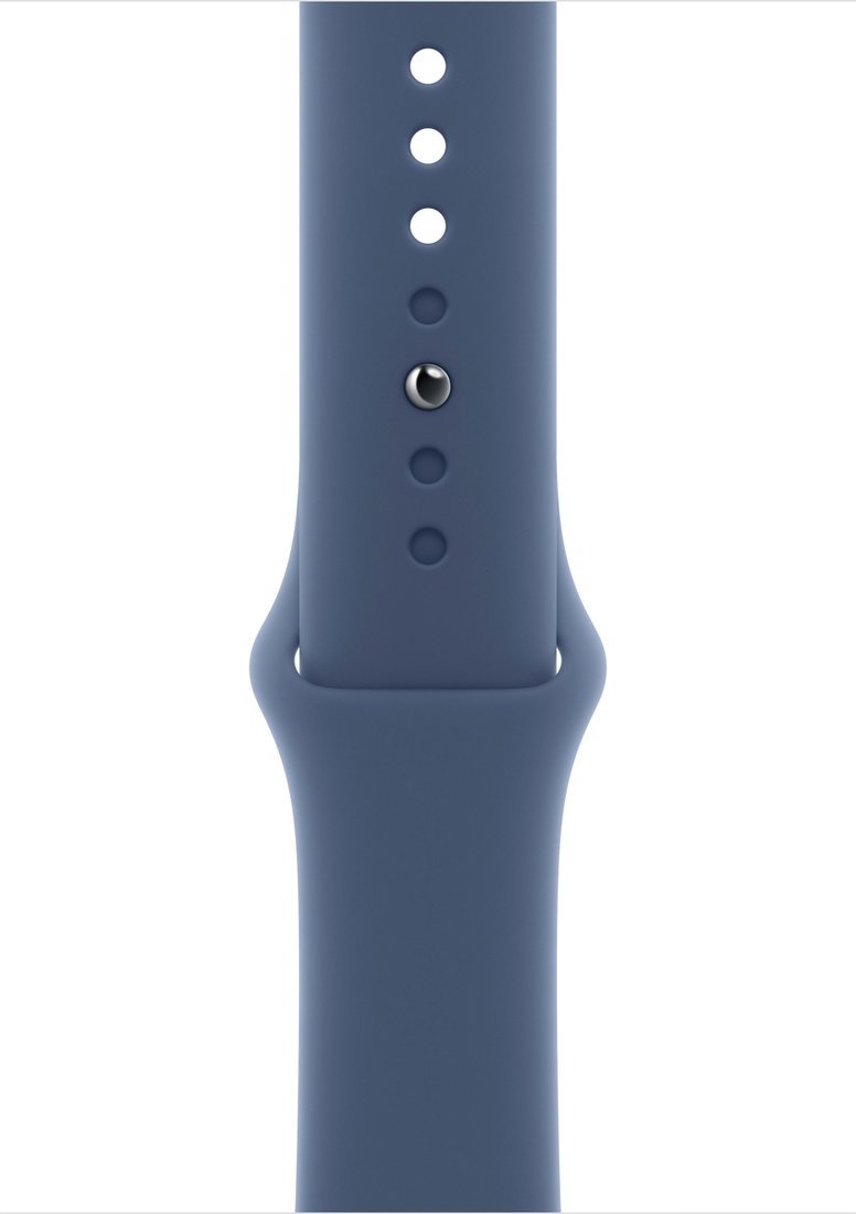 Умные часы Apple Watch Series 10 46 мм (алюминиевый корпус, серебристый/синий, спортивный силиконовый ремешок M/L)