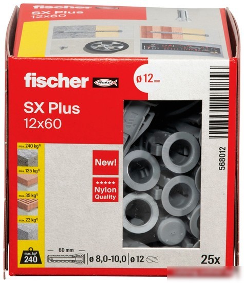 Дюбель универсальный Fischer SX Plus 12x60 568012 (25 шт)