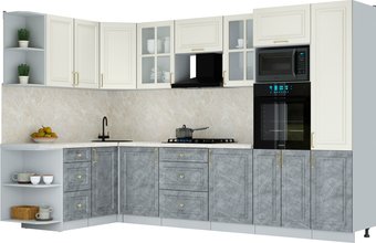 Готовая кухня Интерлиния Мила Шато 1.68x3.2 ВТ LV (белый/керамика/опал светлый)