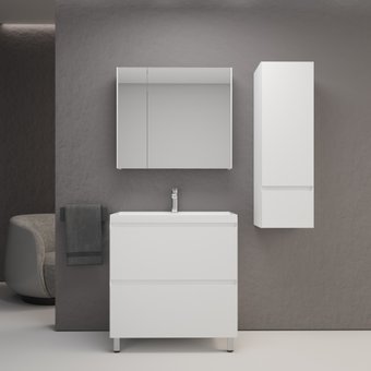 Symbolite Тумба под умывальник Манхэттен 80 Plus 2 ящика + Asti 80x45 (белый матовый)