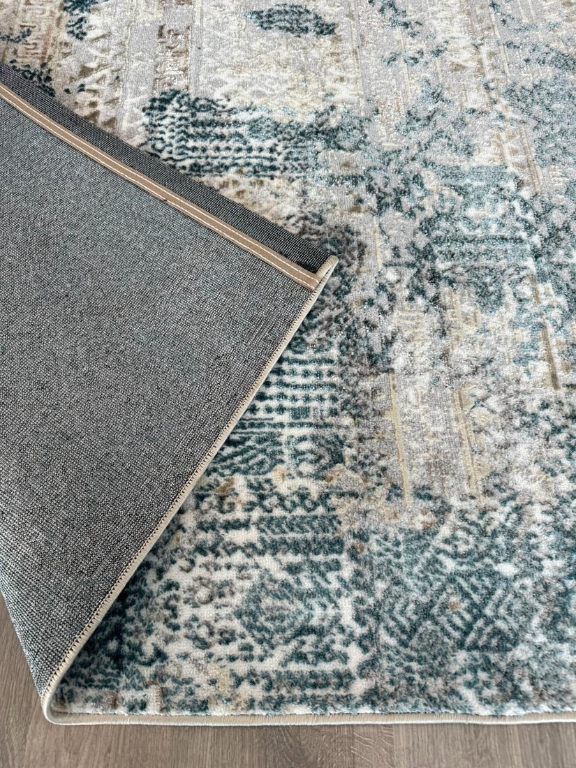 Ковер для жилой комнаты Radjab Carpet Бьянка Прямоугольник D057A 7684RK-B (2x4, Cream Shirink/Blue Fdy)