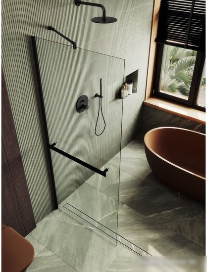 Душевая стенка MaybahGlass 195x69 MGD-720-6у (прозрачное стекло/черный)