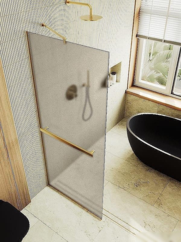 Душевая стенка MaybahGlass 99x195 MGD-1460-3у (бронзовое матовое стекло/золото)