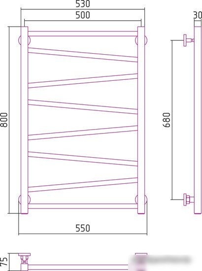 Полотенцесушитель Сунержа Сирокко 800x500 30-0253-8050
