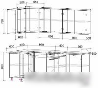 Готовая кухня Интерлиния Мила Лайт 1.2x2.2 (вудлайн кремовый/дуб веллингтон/серый каспий)