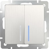Выключатель проходной Werkel WL13-SW-2G-2W-LED (перламутровый рифленый)