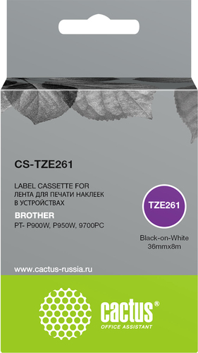 Картридж-лента для термопринтера CACTUS CS-TZE261 (аналог Brother TZe-261)