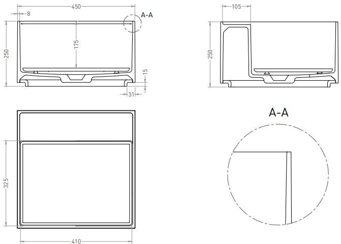 Умывальник Salini Armonia Square Top 02 130512TG (S-Sense, глянцевый)