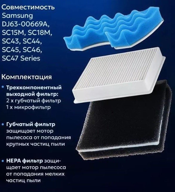 Набор фильтров Dr.Electro Samsung SC 43, 44, 45, 47 FS45-SET (6шт)