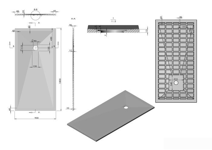 Душевой поддон Vincea VST-4SR9017W 170x90