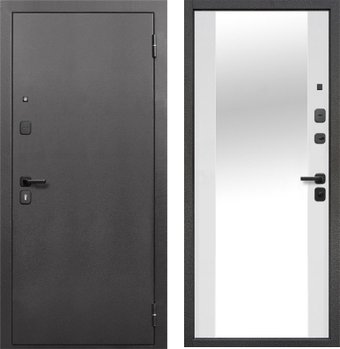 Металлическая дверь Guard Зеркало 96x205 правая (серебристый/белый матовый)