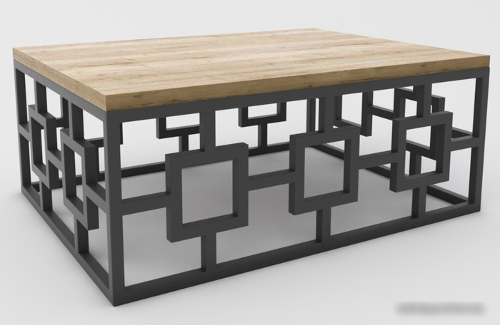 Журнальный столик Hype Mebel Лок 75x100 (черный/дуб галифакс натуральный) Журнальный столик Hype Mebel Лок 75x100 (черный/дуб галифакс натуральный)