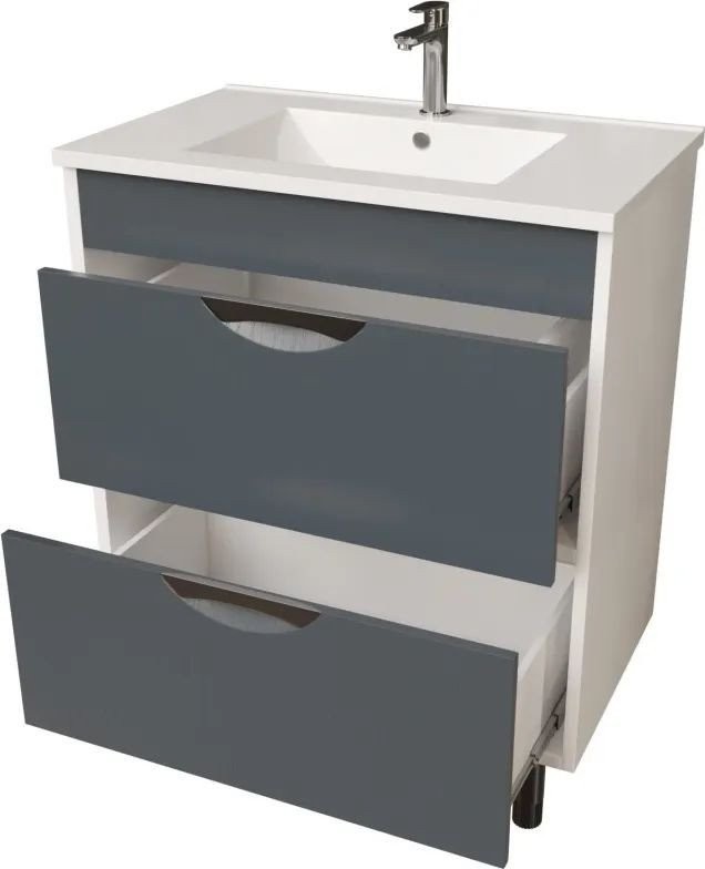 Mixline Тумба с умывальником Байкал 75 550385 + Luxe Quadro 75 QDR75SLWB01