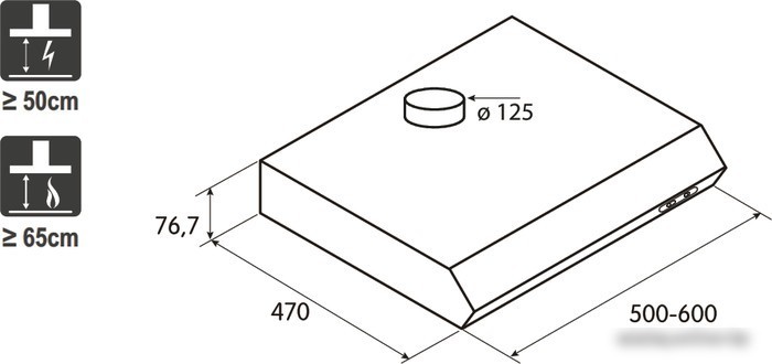 Кухонная вытяжка Jetair Light WH/F/60 (PRF0094435)