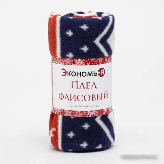 Плед Экономь и Я Олени 6881727 150x180 (красный/синий, 160 гр/м2)