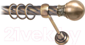 Карниз для штор Lm Decor Тифани 037 1р витой 25мм (антик, 2.4м)