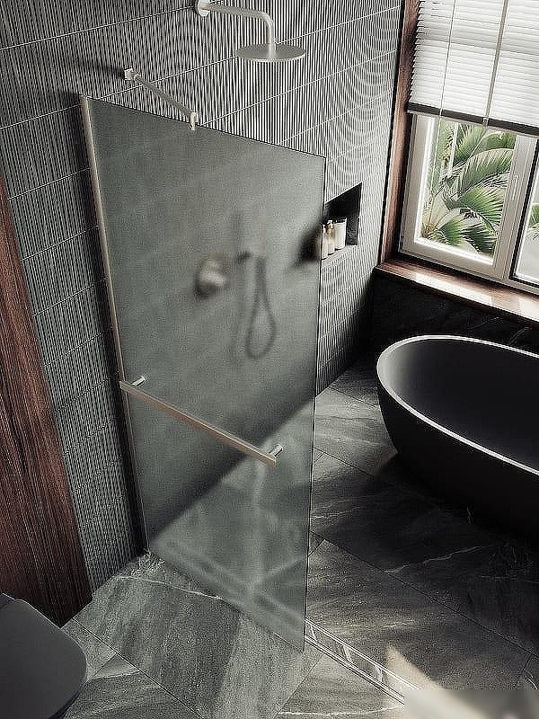 Душевая стенка MaybahGlass 99x195 MGD-1463-5ш (сатин стекло/хром матовый)