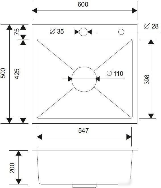 Кухонная мойка РМС MR-6050G (с корзиной и дозатором)