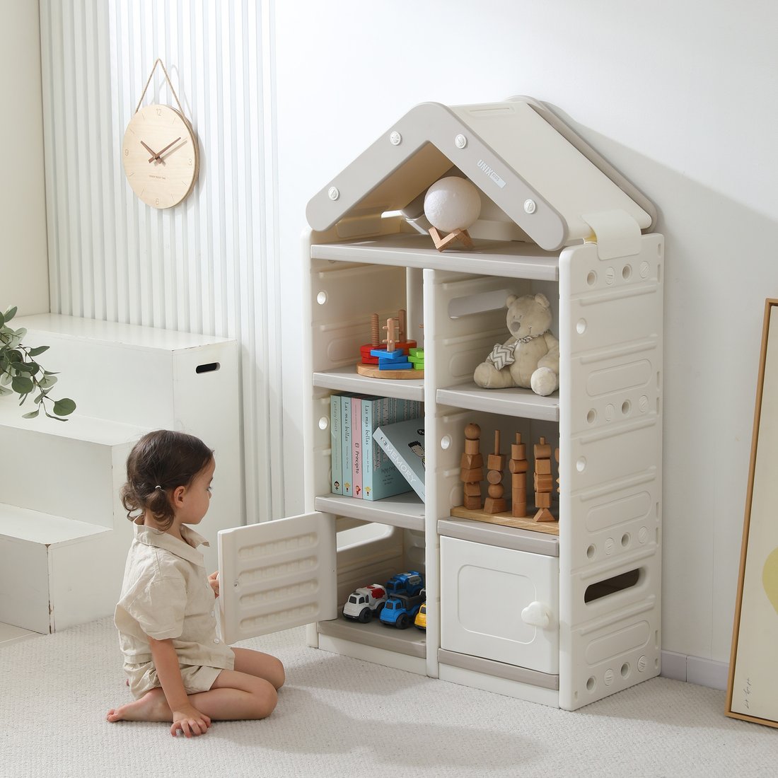 Стеллаж UNIX kids House (2 ящика, серый)