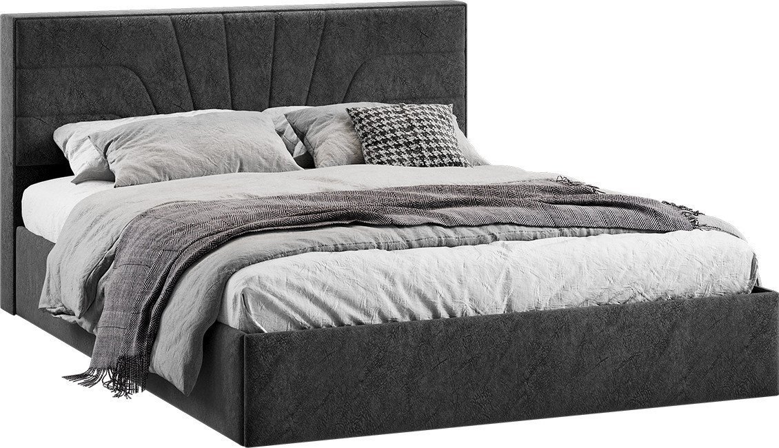 Кровать Трия Пандора с ПМ и заглушиной 160x200 Тип 1 (микровелюр Wellmart Graphite)