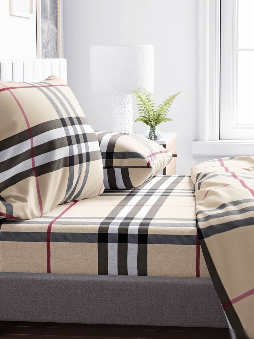 Постельное белье Samsara Burberry 2сп (простыня на резинке)