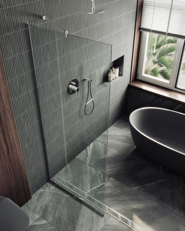 Душевая стенка MaybahGlass 195x89 MGD-689-5у (прозрачное стекло/хром матовый)