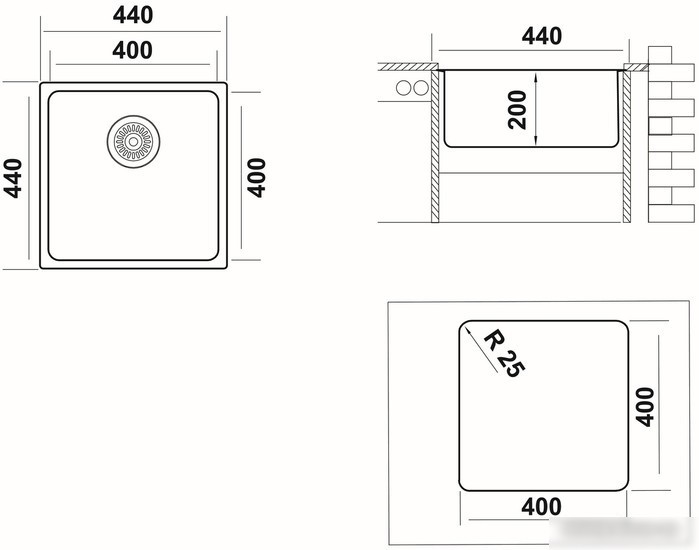 Кухонная мойка Ukinox Лофт LOB400.400-GT10P