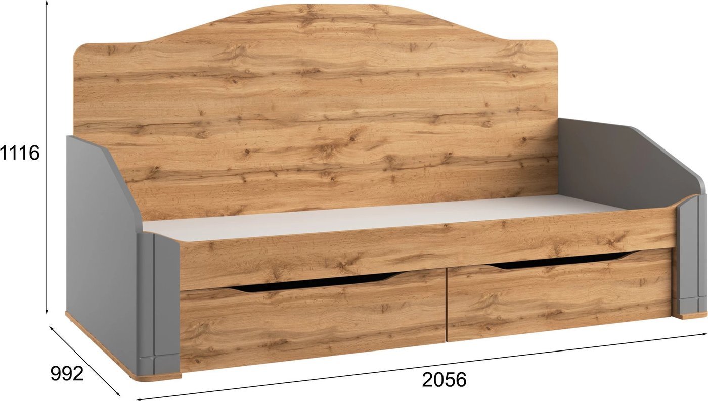 Кровать-тахта Involux Sale 90x200 с ящиками км0144 (серый шифер/дуб натюрель)