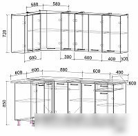 Готовая кухня Интерлиния Мила Лайт 1.2x1.9 (вудлайн кремовый/дуб веллингтон/серый каспий)