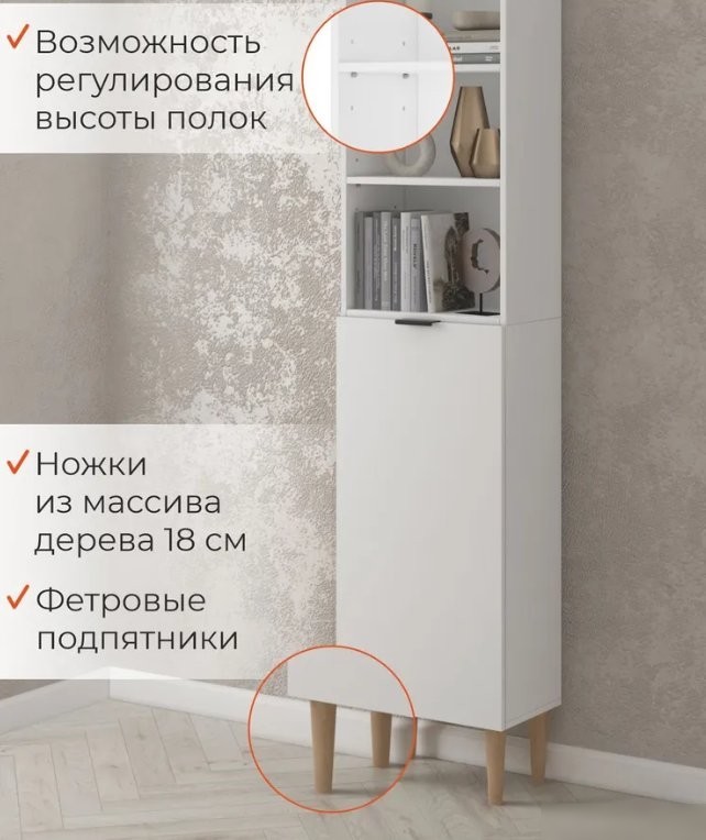 Стеллаж MONOFIX Одос с одной дверцей (белый)