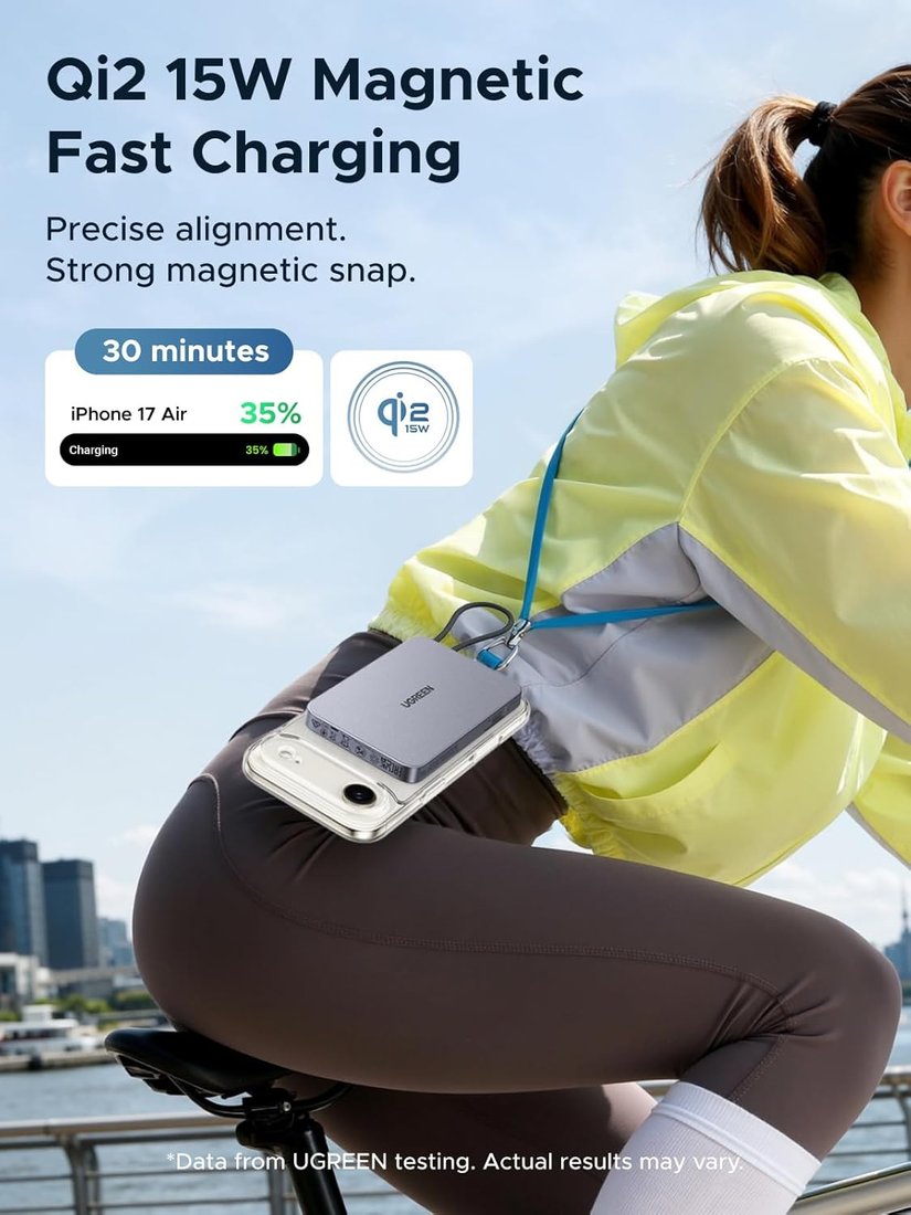 Внешний аккумулятор Ugreen Magflow Air Qi2 15W PB570 75982B 10000mAh (серый)