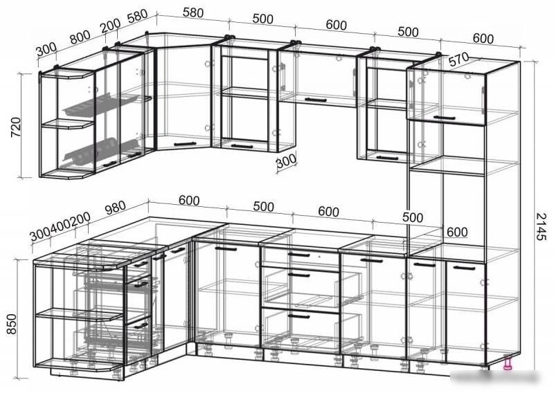 Готовая кухня Интерлиния Мила 1.88x2.8 левая (дуб золотой-бетон-дуб бунратти)