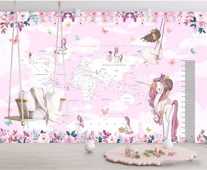 Виниловые обои Citydecor Princess 18 400x260, карта мира с ростомером