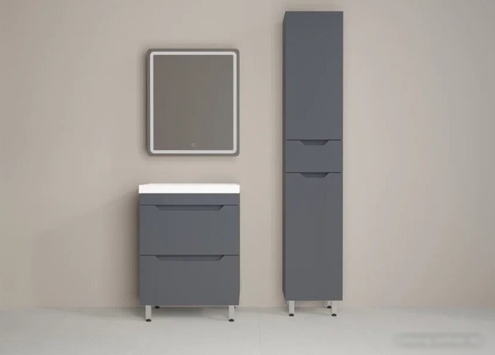 Style Line Тумба под умывальник Остин-2 70 2 ящика Plus (напольная, графит)