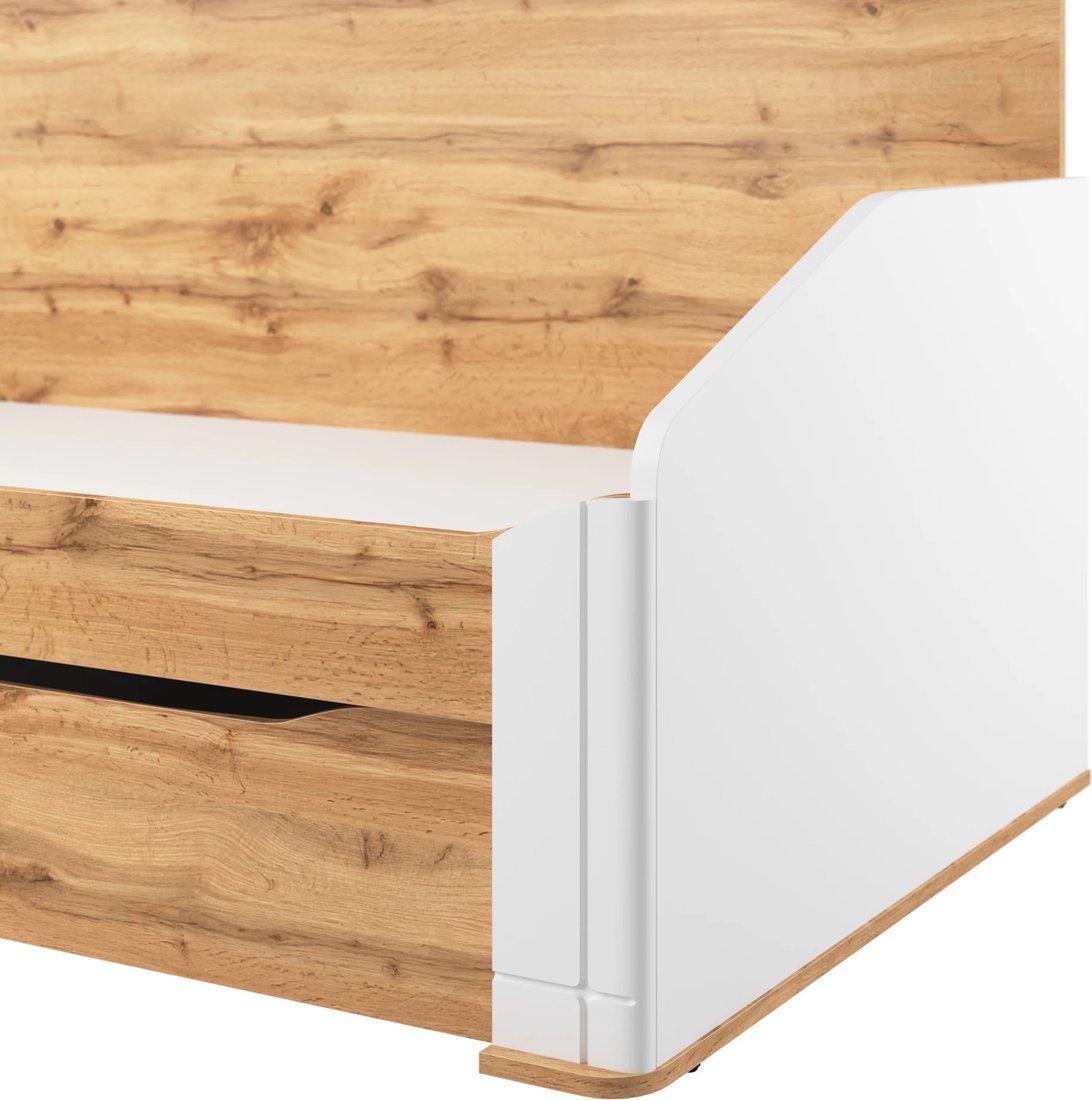 Кровать-тахта Involux Sale 90x200 с ящиками км0144 (белый премиум/дуб натюрель)