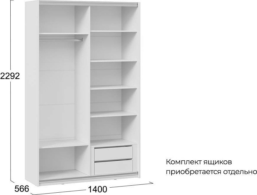 Шкаф-купе Трия Оскар Тиффани Т2 1400 282733 (серебристый/белый снег/белый софт)