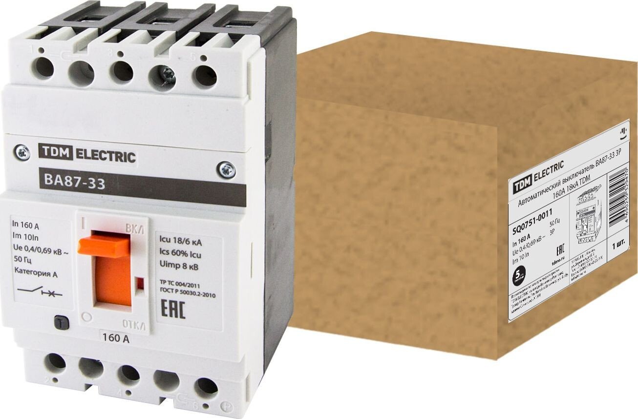 Выключатель автоматический TDM Electric ВА87-33 3Р 160А 18кА SQ0751-0011