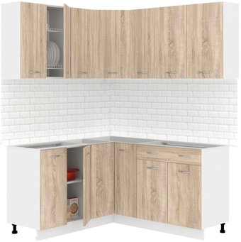 Готовая кухня Кортекс-мебель Корнелия Лира 1.5x1.7 Без столешницы (дуб сонома)