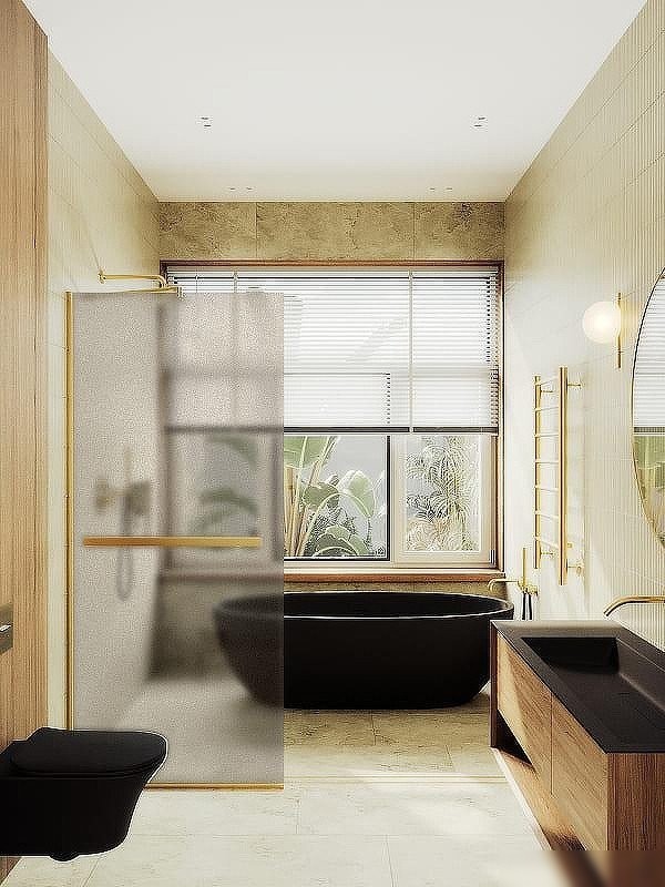 Душевая стенка MaybahGlass 99x195 MGD-1460-3у (бронзовое матовое стекло/золото)