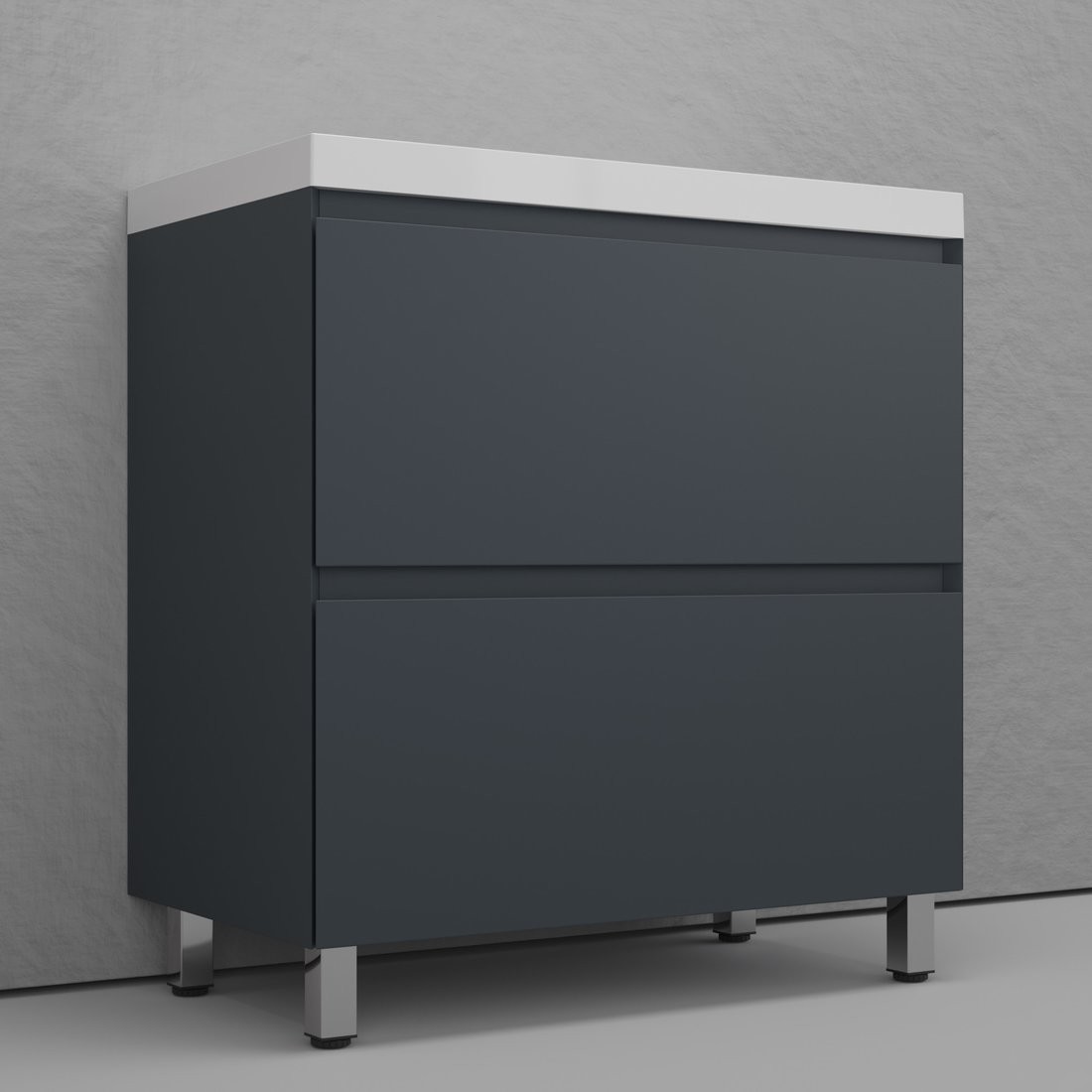 Symbolite Тумба под умывальник Манхэттен 80 Plus 2 ящика + Asti 80x45 (графит/жасмин)