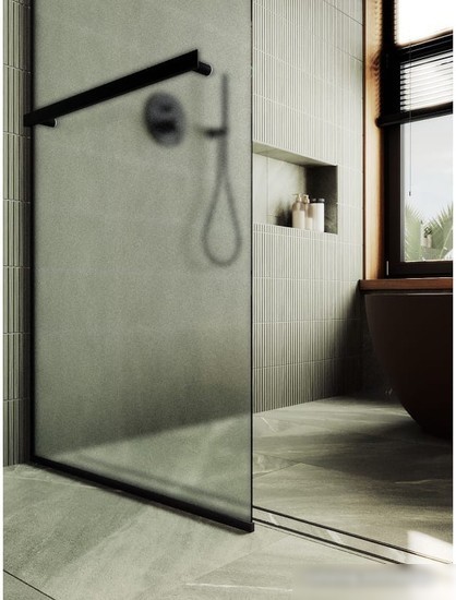 Душевая стенка MaybahGlass 195x79 MGD-731-6у (сатин стекло/черный)
