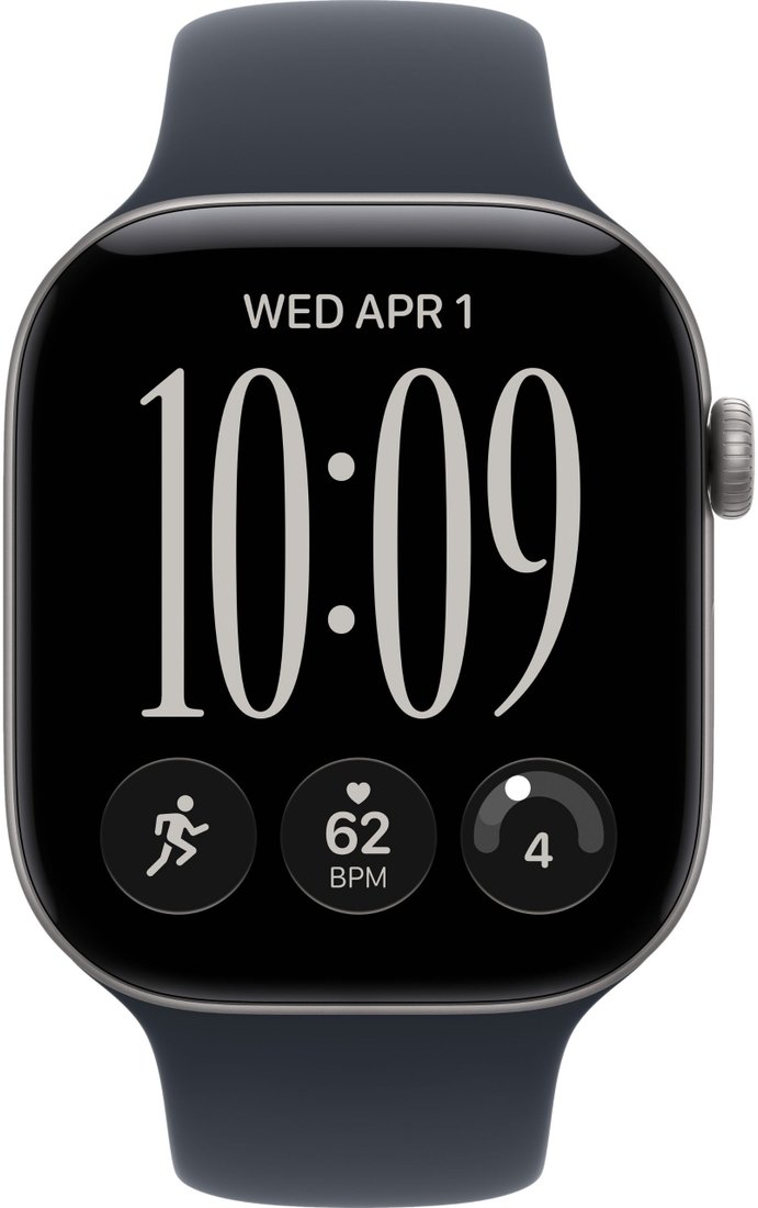 Умные часы Apple Watch Series 12 46 мм (алюминиевый корпус, серый космос/темно-синий, спортивный силиконовый ремешок M/L)