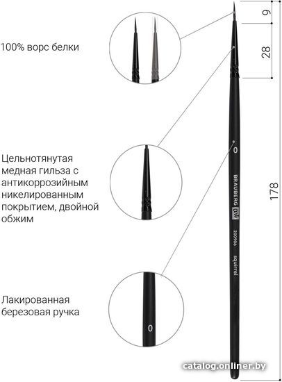 Кисть для рисования BRAUBERG Art Classic Белка 0 200906 (круглая)